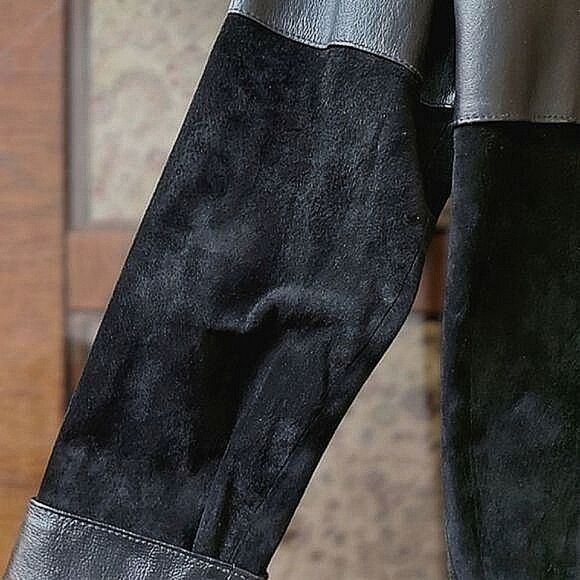 Vtg Massimo black suede and leather paneled jacket - Picture 10 of 12